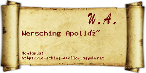 Wersching Apolló névjegykártya